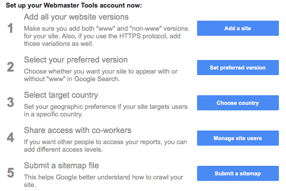 Set up your Webmaster Tools account now